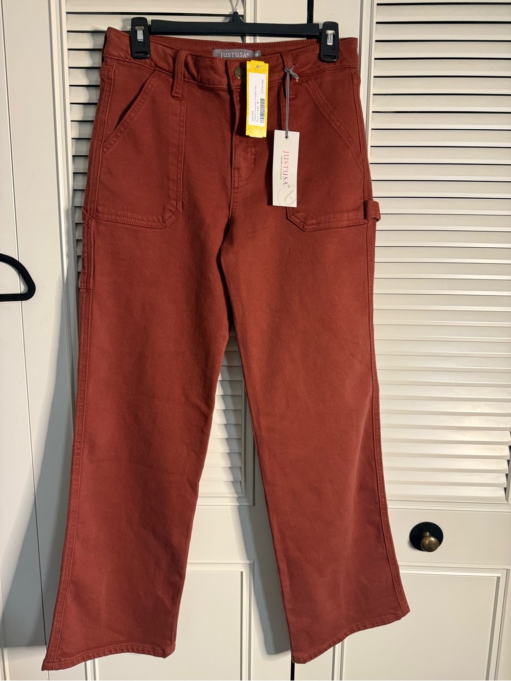 NWT Just USA Burnt Orange Carpenter Straight Jean